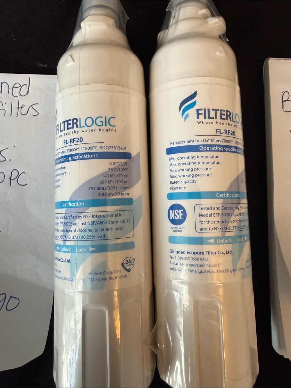FL-RF20 Replacement Refrigerator Water Filter - White
